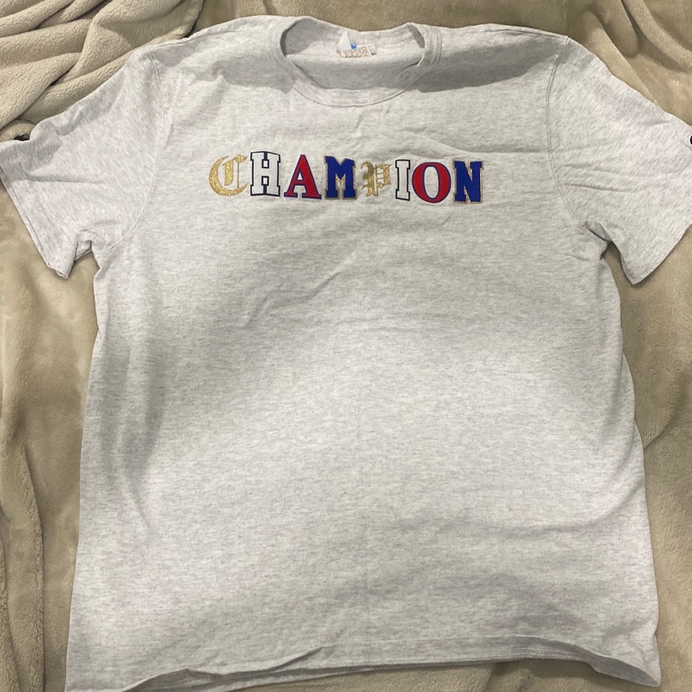 champion patch letters t shirt